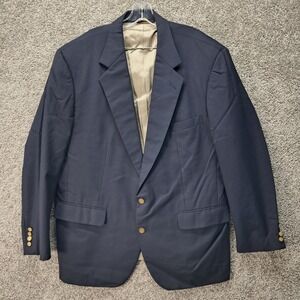 Corbin‎ Ltd Sturtevant Mens Navy Blue Two Button Blazer Gold Buttons Made in USA